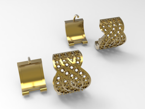 Sparkling Woven Hoop STL 3D jewelry earring model je0055 3D Print Model