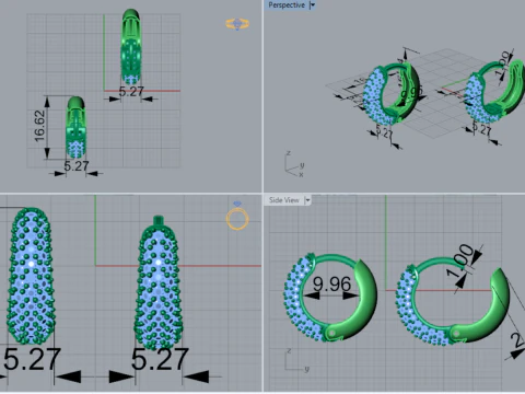 Woman luxury jewelry STL 3D gold earring model je0060 3D Print Model