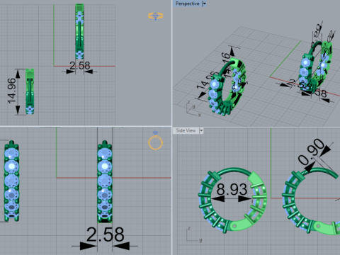 3DFile 豪华耳环模型 JE0067 准备生产 3D 打印模型 3D 打印模型