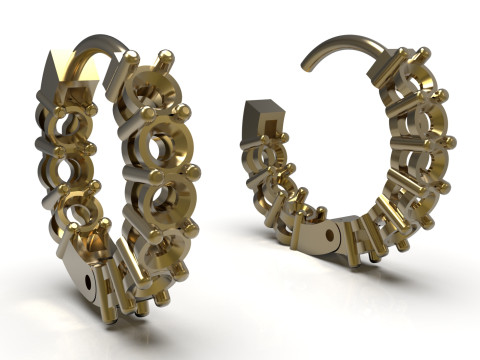 3DFile 豪华耳环模型 JE0067 准备生产 3D 打印模型 3D 打印模型