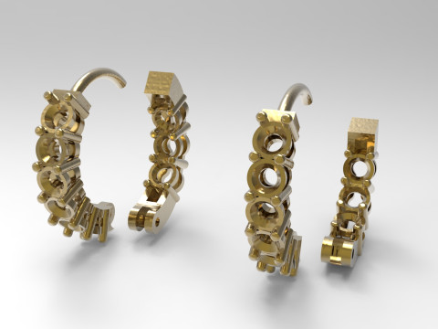 3DFile 豪华耳环模型 JE0067 准备生产 3D 打印模型 3D 打印模型