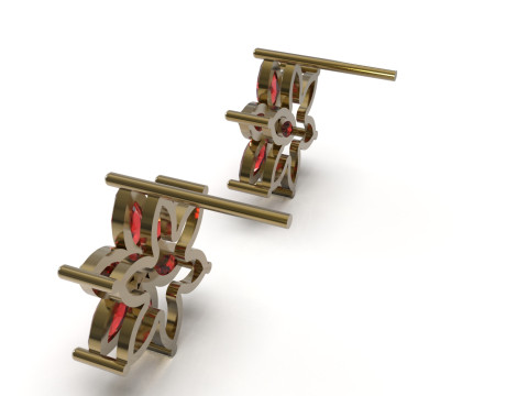 후작 보석 꽃 스터드 귀걸이용 3D 파일 je0084 3D 프린트 모델 3D 프린트 모델