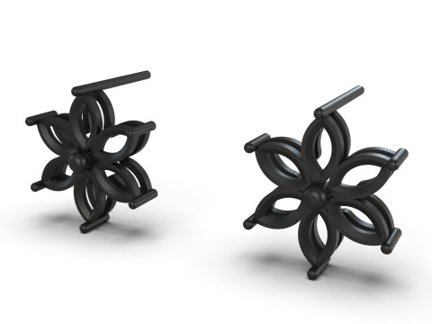 후작 보석 꽃 스터드 귀걸이용 3D 파일 je0084 3D 프린트 모델 3D 프린트 모델