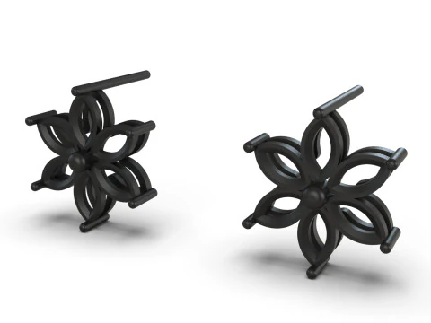 3D-файл для серег-гвоздиков Marquise с драгоценными камнями и цветами je0084 3D модель для печати 3D Принт Модель