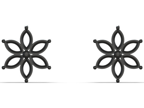 후작 보석 꽃 스터드 귀걸이용 3D 파일 je0084 3D 프린트 모델 3D 프린트 모델