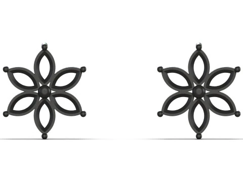 3D-файл для серег-гвоздиков Marquise с драгоценными камнями и цветами je0084 3D модель для печати 3D Принт Модель