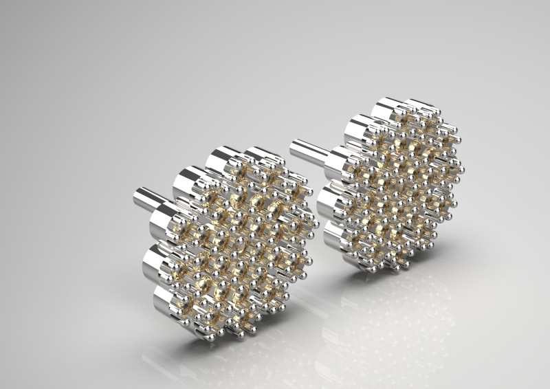 ボリュームたっぷりのスタッドピアスモデル je0087 3Dプリントモデル .c4d .max .obj .3ds .fbx .stl .blend