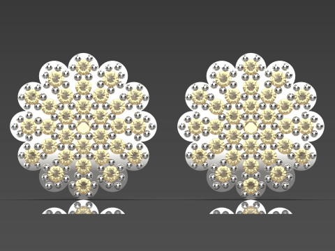 Orecchino a bottone completamente decorato con un voluminoso modello je0087 Modello di stampa 3D