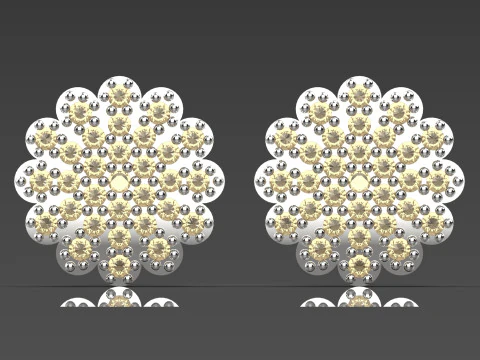 Полностью украшенная объемная серьга-пусет модель je0087. 3D Принт Модель
