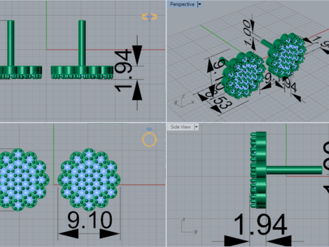 Orecchino a bottone completamente decorato con un voluminoso modello je0087 Modello di stampa 3D