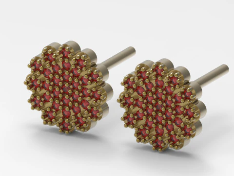 Полностью украшенная объемная серьга-пусет модель je0087. 3D Принт Модель