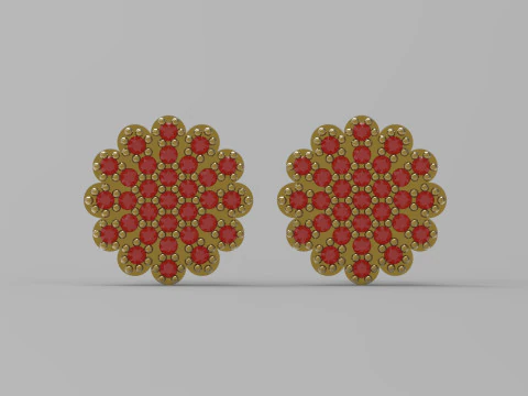 Полностью украшенная объемная серьга-пусет модель je0087. 3D Принт Модель