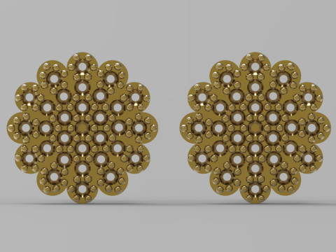 Orecchino a bottone completamente decorato con un voluminoso modello je0087 Modello di stampa 3D