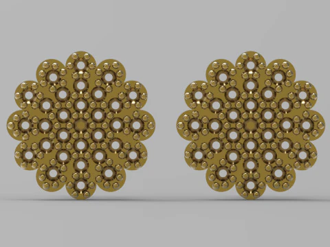 Полностью украшенная объемная серьга-пусет модель je0087. 3D Принт Модель