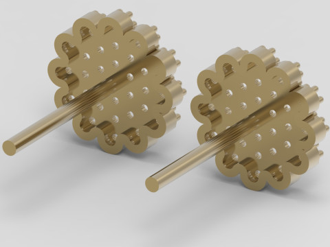 Orecchino a bottone completamente decorato con un voluminoso modello je0087 Modello di stampa 3D