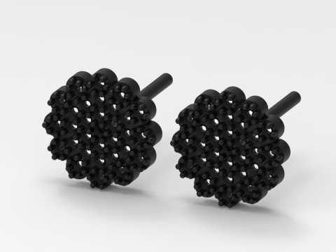 Orecchino a bottone completamente decorato con un voluminoso modello je0087 Modello di stampa 3D