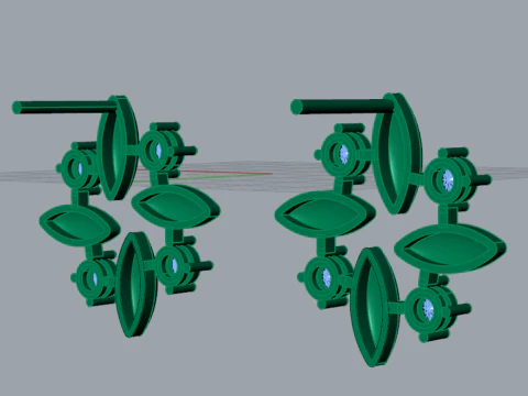 Круглые серьги-гвоздики с 3D-металлическим цветком маркизы и драгоценными камнями je0059 3D Принт Модель