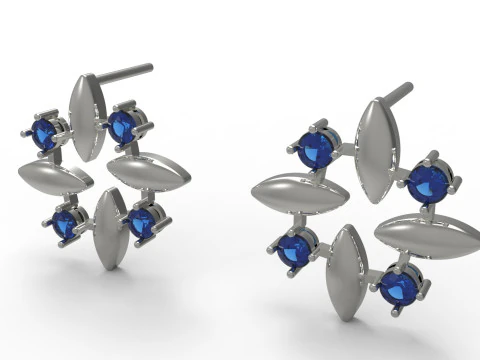 Круглые серьги-гвоздики с 3D-металлическим цветком маркизы и драгоценными камнями je0059 3D Принт Модель