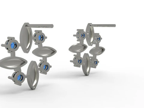 Круглые серьги-гвоздики с 3D-металлическим цветком маркизы и драгоценными камнями je0059 3D Принт Модель