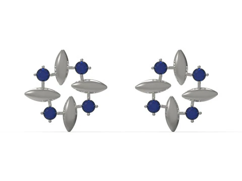 Круглые серьги-гвоздики с 3D-металлическим цветком маркизы и драгоценными камнями je0059 3D Принт Модель