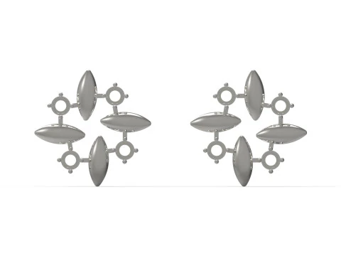 Круглые серьги-гвоздики с 3D-металлическим цветком маркизы и драгоценными камнями je0059 3D Принт Модель