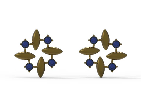 Круглые серьги-гвоздики с 3D-металлическим цветком маркизы и драгоценными камнями je0059 3D Принт Модель