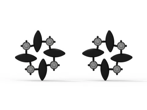 Круглые серьги-гвоздики с 3D-металлическим цветком маркизы и драгоценными камнями je0059 3D Принт Модель