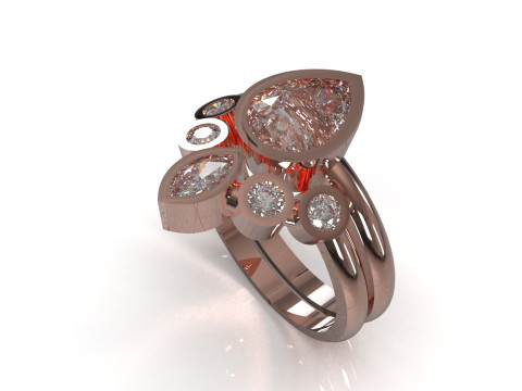 Modello di set di anelli 3D Eternal Link STL wr0016 Modello di stampa 3D Modello di stampa 3D