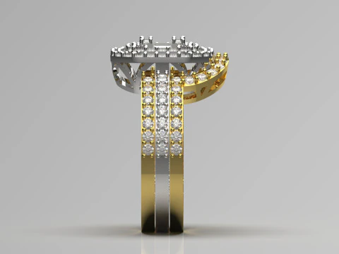 Lovers Curve STL 3D jewelry Ring Set model wr0097 3D Print Model