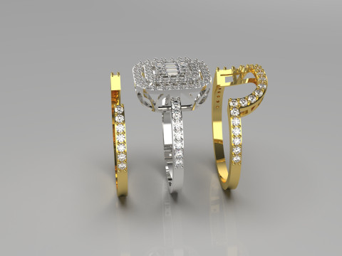 Lovers Curve STL 3D jewelry Ring Set модель wr0097 3D Принт Модель