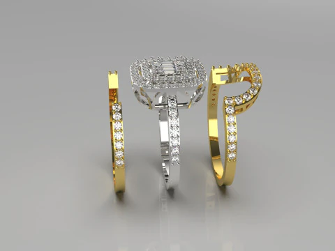 Lovers Curve STL 3D jewelry Ring Set model wr0097 3D Print Model