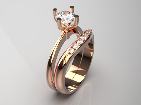 Düğün STL 3D takı altın yüzük modeli wr0105 3D Baskı Modeli