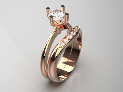 Biżuteria ślubna STL 3D złoty pierścionek model wr0105 Model do druku 3D