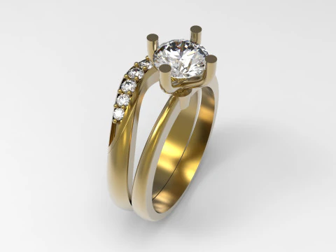 Wedding STL 3D jewelry gold ring model wr0105 3D Print Model