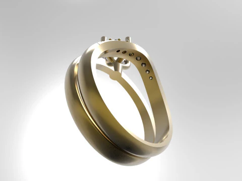 Wedding STL 3D jewelry gold ring model wr0105 3D Print Model
