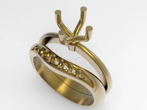 Wedding STL 3D jewelry gold ring model wr0105 3D Print Model