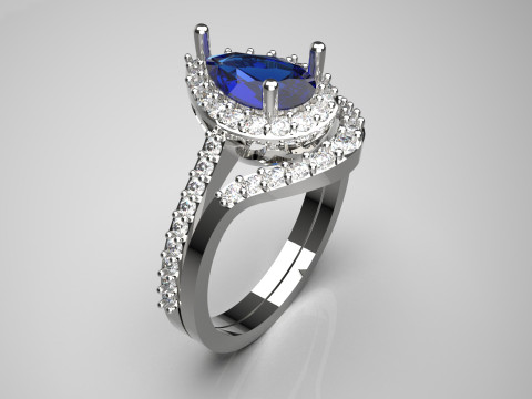 Prachtige Solitaire Engagement luxe STL 3D Ring wr0107 3D printmodel