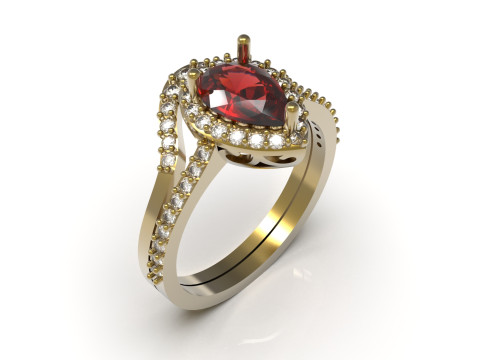 Magnífico Solitaire Engagement luxo STL 3D Ring wr0107 Modelo de Impressão 3D