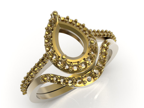 Magnífico Solitaire Engagement luxo STL 3D Ring wr0107 Modelo de Impressão 3D