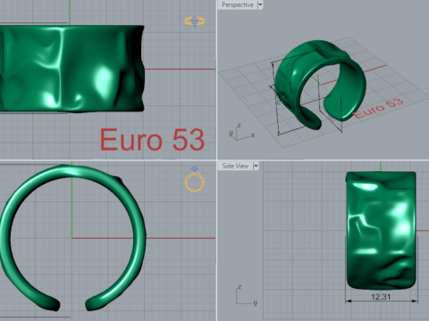 Minimalistische brede manchet STL 3DM 3D gouden ring model gr0012 3D-printmodel 3D printmodel