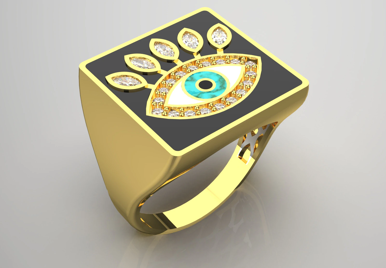 Eye of the Eye Protection and Beauty STL 3D printable ring jr00163 3D Print Model .c4d .max .obj .3ds .fbx .stl .blend 