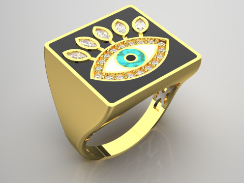 Ojo del Ojo Protección y Belleza STL Anillo imprimible en 3D jr00163 Modelo de impresión 3D