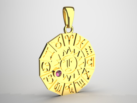 एसटीएल 3डी गोल्ड पेंडेंट एक आकर्षक गोलाकार राशि चक्र व्हील जीपी0426 3डी प्रिंट मॉडल है 3D प्रिंट मॉडल