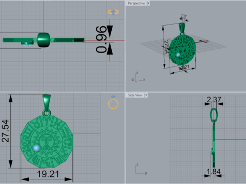 Le pendentif en or STL 3D est une roue du zodiaque circulaire frappante gp0426, modèle d'impression 3D Modèles 3D en vedette