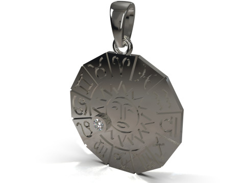 Le pendentif en or STL 3D est une roue du zodiaque circulaire frappante gp0426, modèle d'impression 3D Modèles 3D en vedette