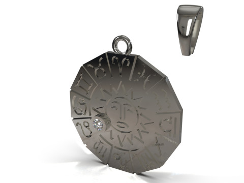 Le pendentif en or STL 3D est une roue du zodiaque circulaire frappante gp0426, modèle d'impression 3D Modèles 3D en vedette