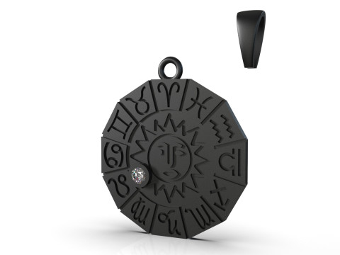 Le pendentif en or STL 3D est une roue du zodiaque circulaire frappante gp0426, modèle d'impression 3D Modèles 3D en vedette