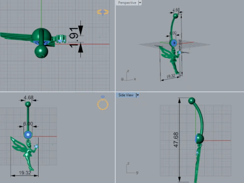 Angel Navel STL 3D украшения для пирсинга p0004 3D модель для печати 3D Принт Модель