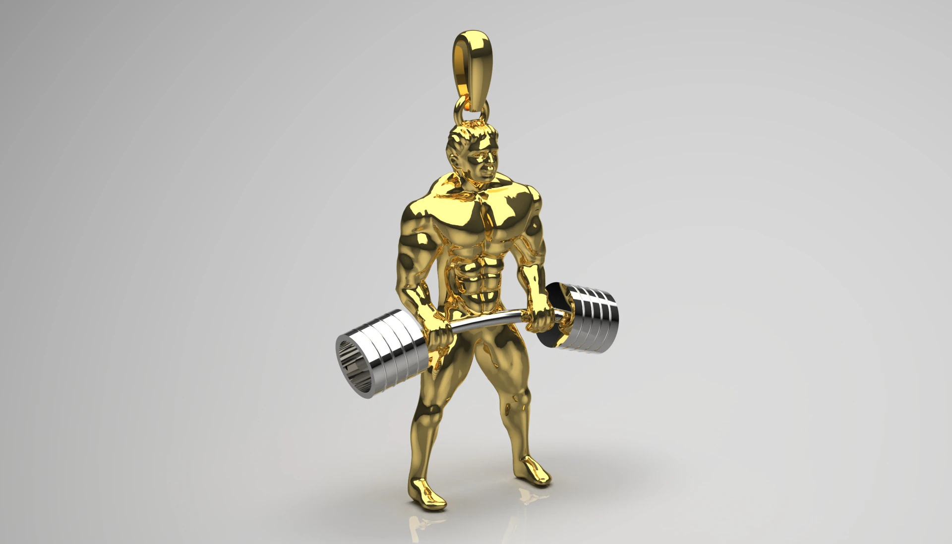 Muscular figure lifting a barbell stl 3d gold pendant model gp0240 3D Print Model .c4d .max .obj .3ds .fbx .stl .blend 