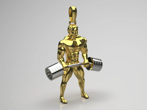 Halter kaldıran kaslı figür stl 3d altın kolye modeli gp0240 3D Baskı Modeli